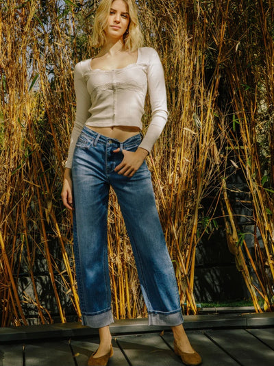 VERVET Lullaby - High Rise Cuffed Barrel Jeans