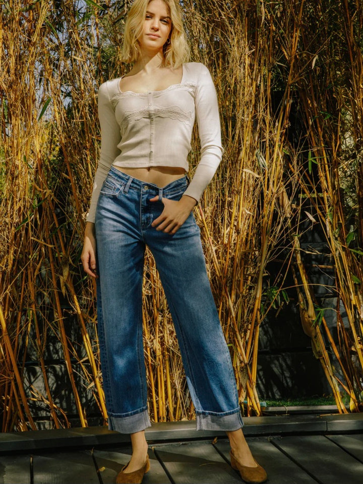 VERVET Lullaby - High Rise Cuffed Barrel Jeans