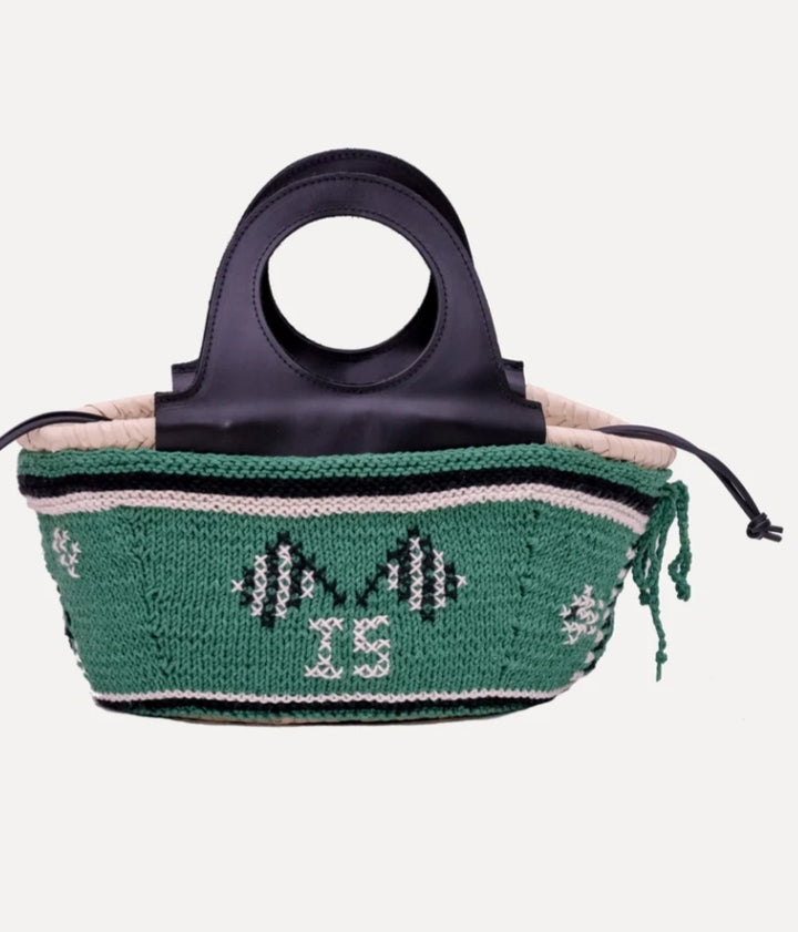 ENTRUDO Caxinas - mini embroidered basket in green