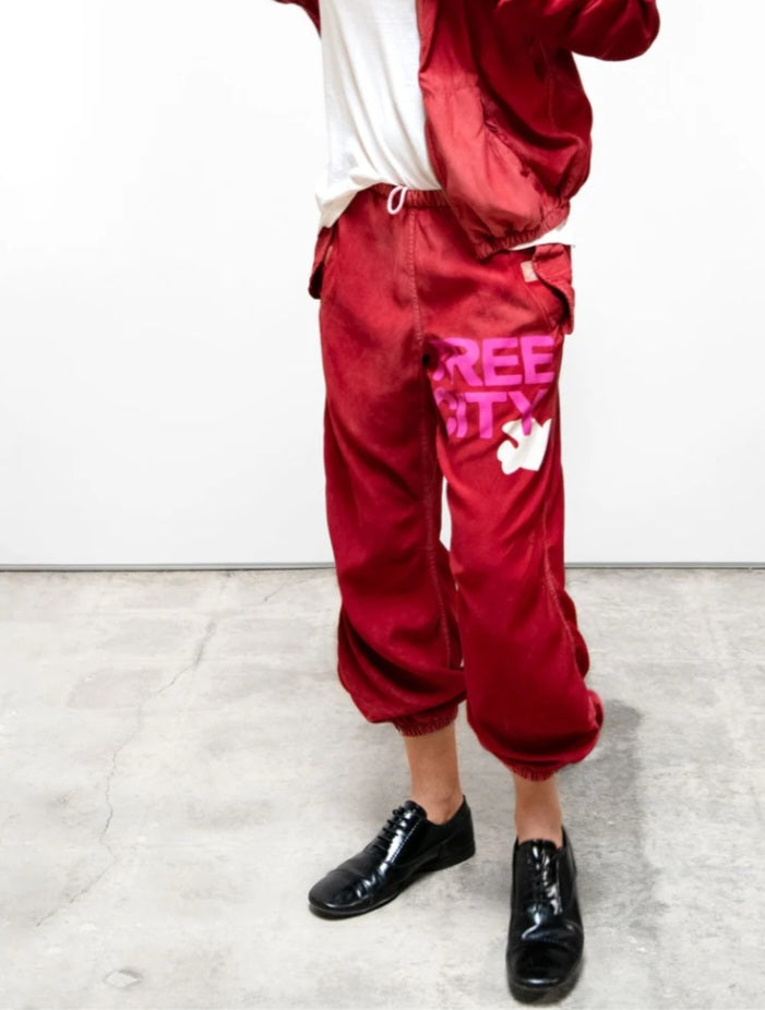 FREECITY FLAP/SNAP FREECITYLARGE MATTE/SATIN AIRJUMP PANT - red plant