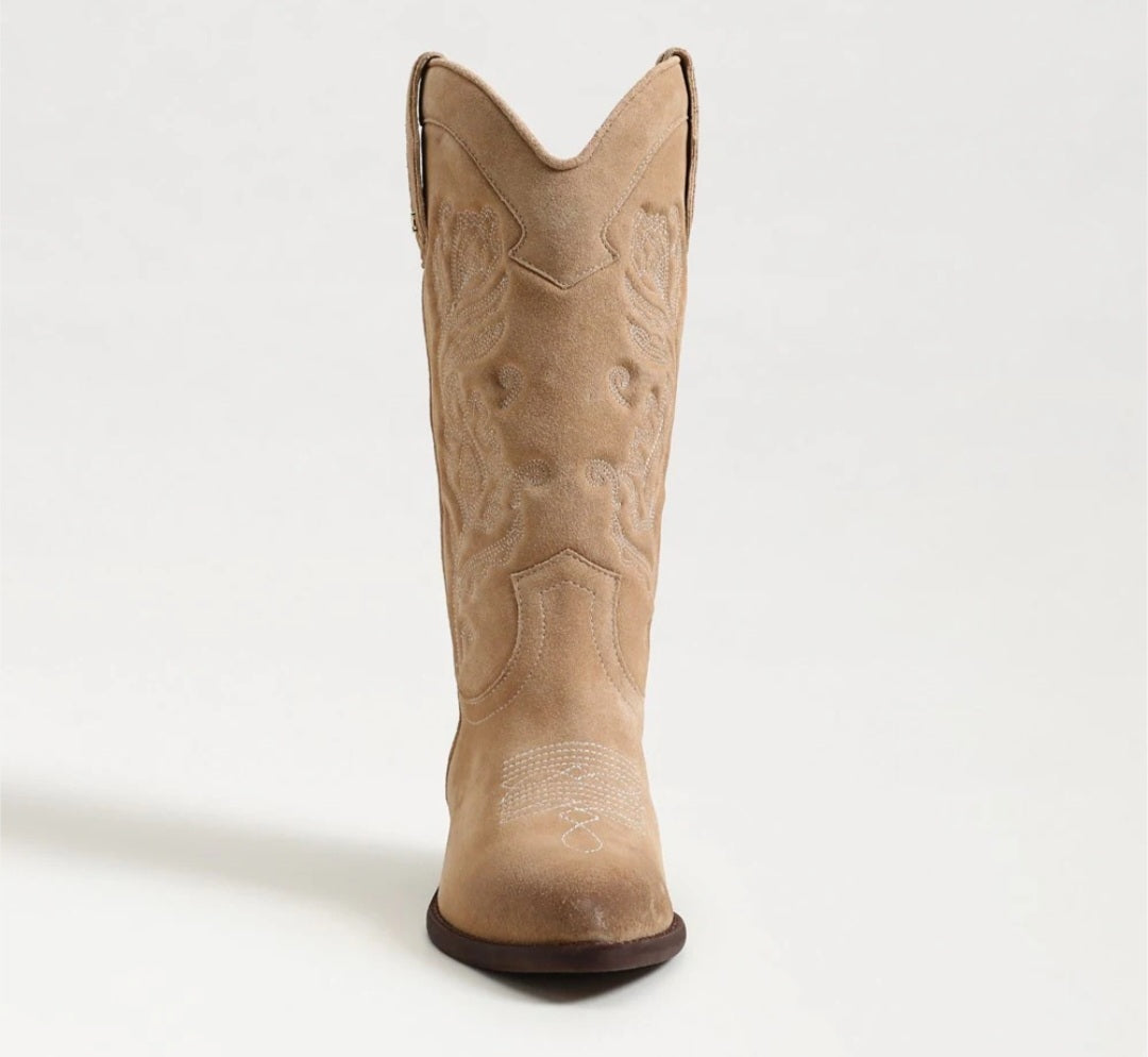 SAM EDELMAN RUE Western Boot In Cyprus Tan Suede