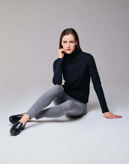 MAJESTIC FILATURES High Neck Long Sleeve Top Black
