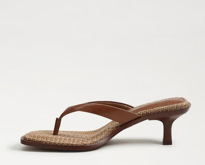SAM EDELMAN Dollie Thong Sandal Rich Cognac Leather