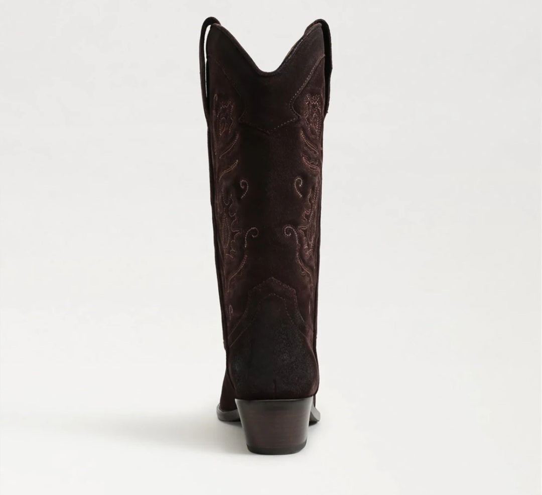 SAM EDELMAN RUE Western Boot In Cafe Noir Suede