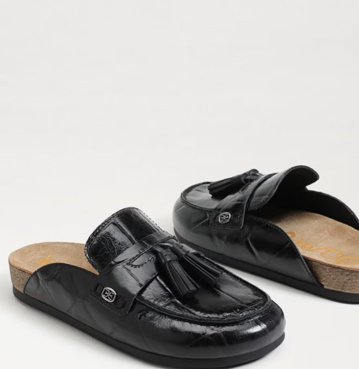SAM EDELMAN Astrid Mule Black Croco Leather