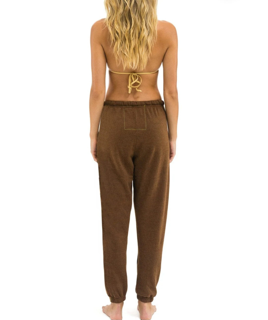 AVIATOR NATION 5 STRIPE SWEATPANTS -  CHOCOLATE / WHITE NEON