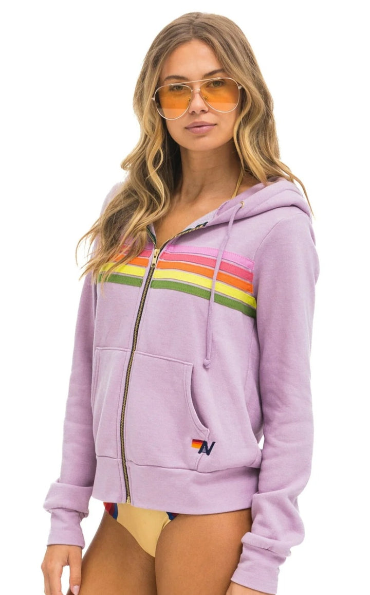 AVIATOR NATION 5 STRIPE HOODIE- MAUVE