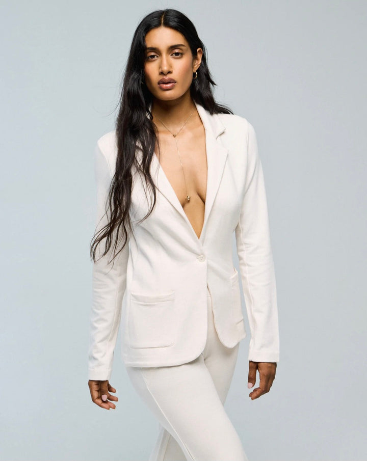 MAJESTIC FILATURES Blazer in Cotton and Cashmere Raw White