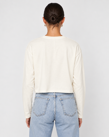 STATESIDE Cloud Jersey Long Sleeve Boxy Crew – Cream