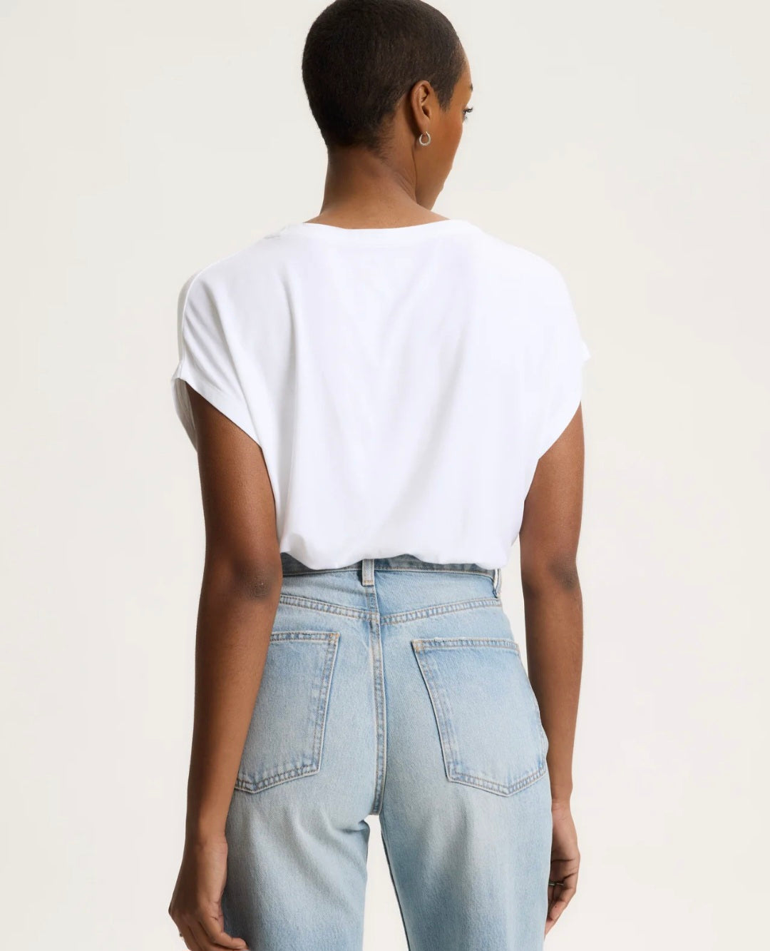 MAJESTIC FILATURES Oversized V Neck Tee White