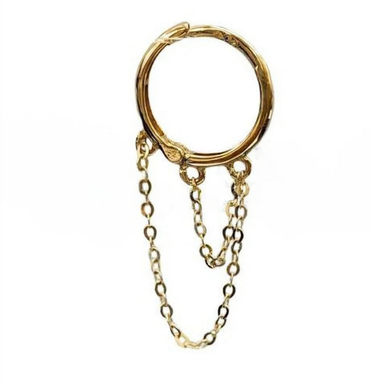 14K Yellow Gold Helix Hoop with Chains – 11mm