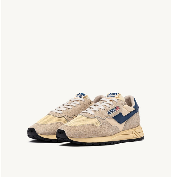 AUTRY REELWIND SNEAKERS IN NYLON SUEDE AND LEATHER  ECRU AND ENSIGN BLUE