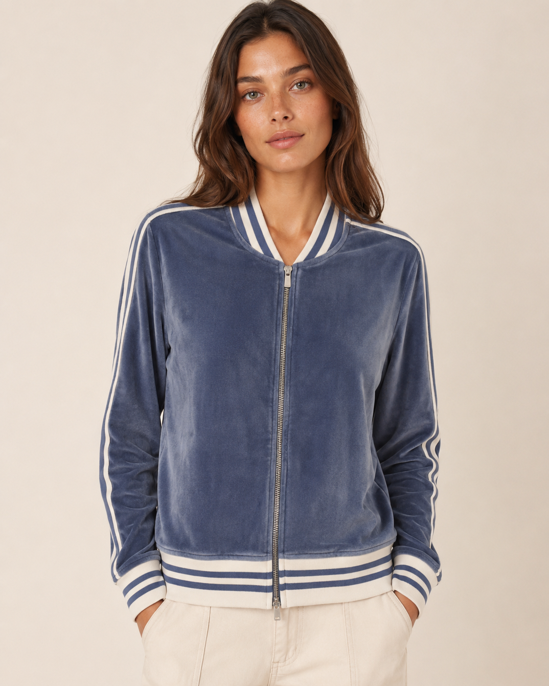 MAJESTIC FILATURES Velvet Track Jacket Windy blue