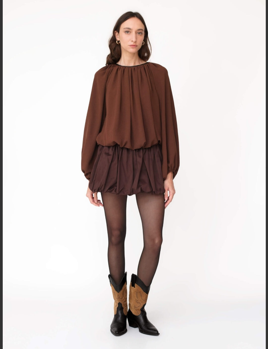 KIANNE Flower Skirt Brown