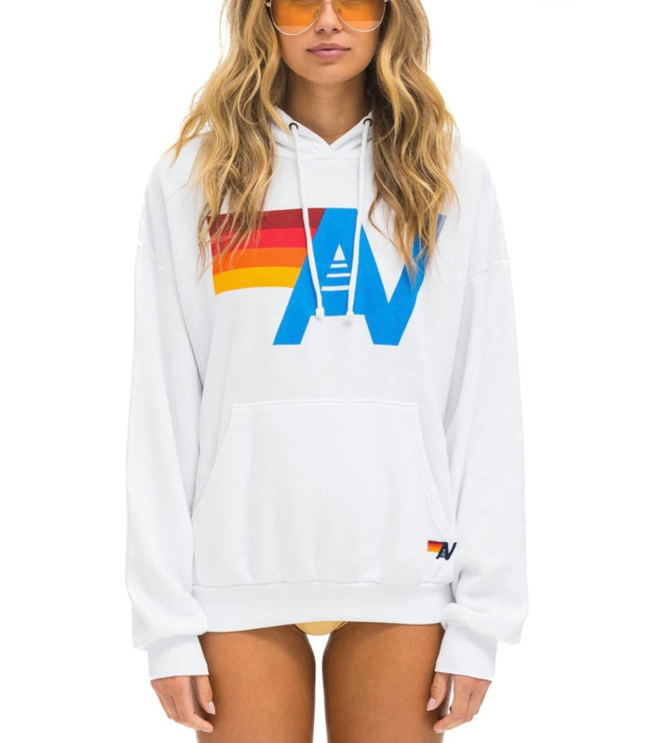 AVIATOR NATION LOGO PULLOVER RELAXED HOODIE - WHITE