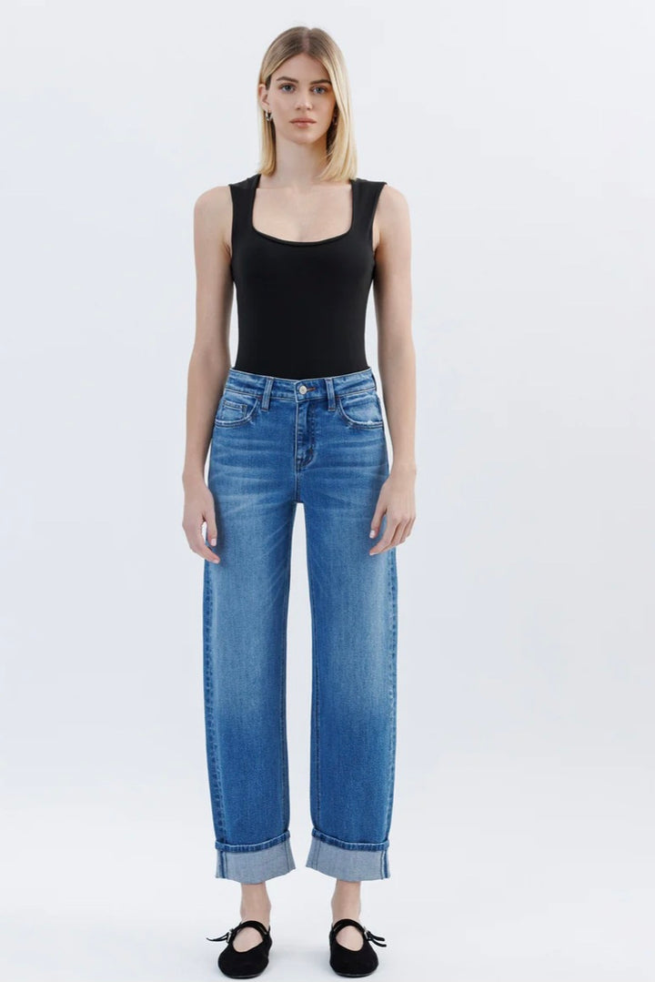 VERVET Lullaby - High Rise Cuffed Barrel Jeans