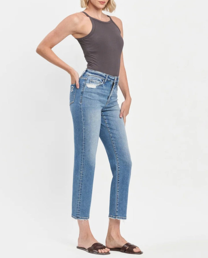 VERVET Bardot - High Rise Tapered Ankle Straight Jeans
