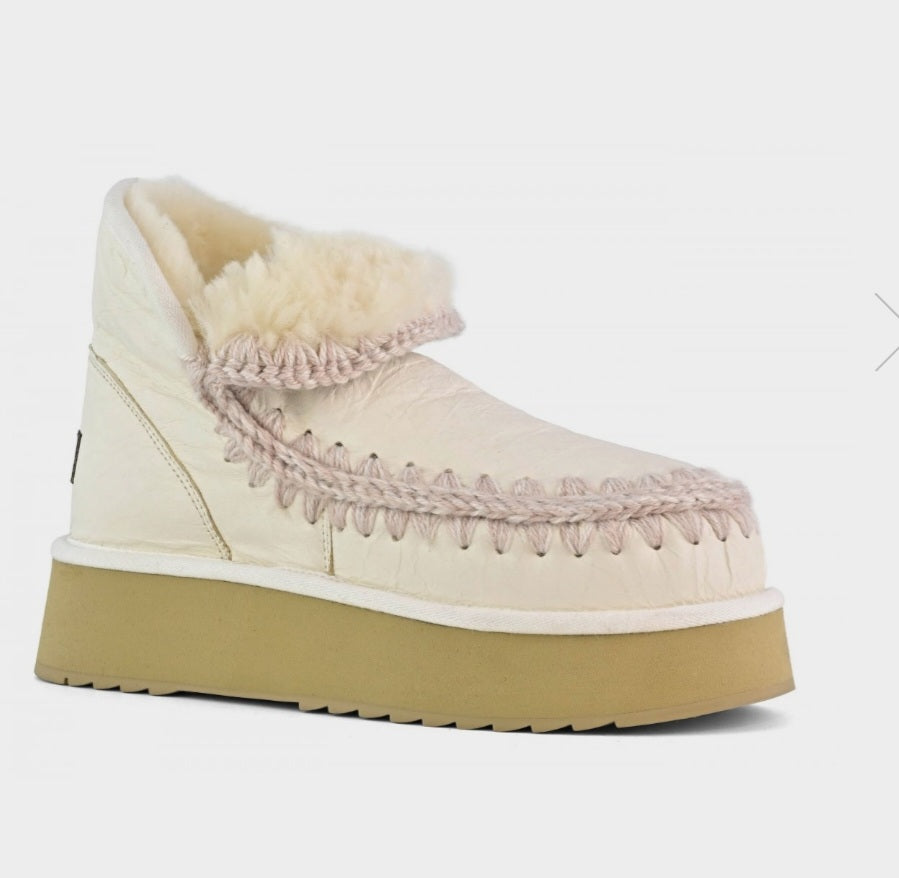 MOU Mini eskimo platform boot special leather colour Waxi White