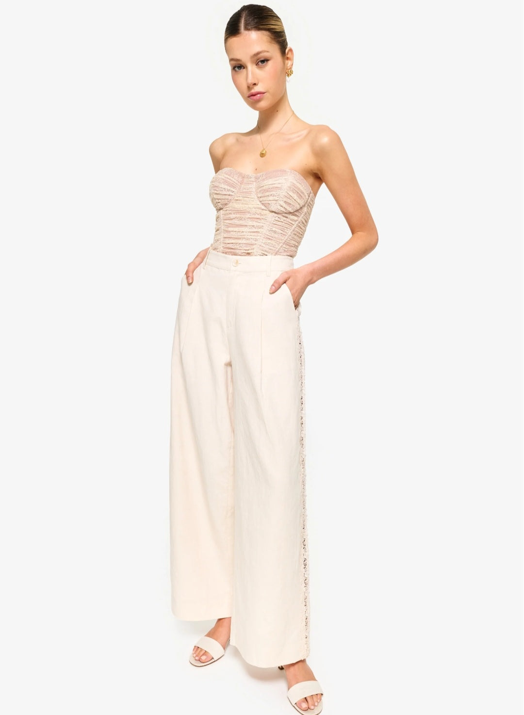 CAMI NYC Lorca High Rise Linen Pant Bone