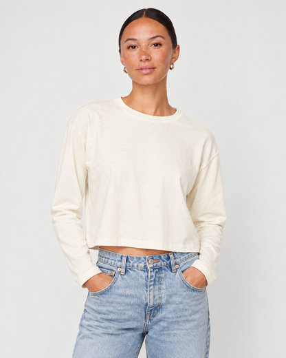 STATESIDE Cloud Jersey Long Sleeve Boxy Crew – Cream