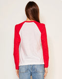 SUNDRY Heart Contrast Sleeve Tee in Flare Red