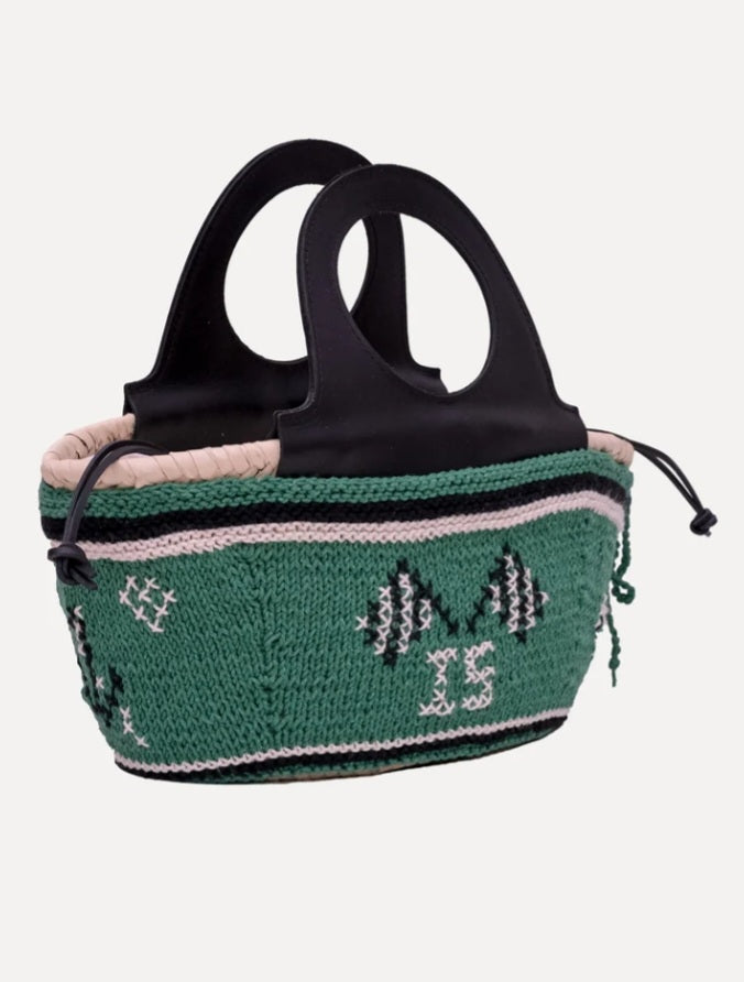 ENTRUDO Caxinas - mini embroidered basket in green
