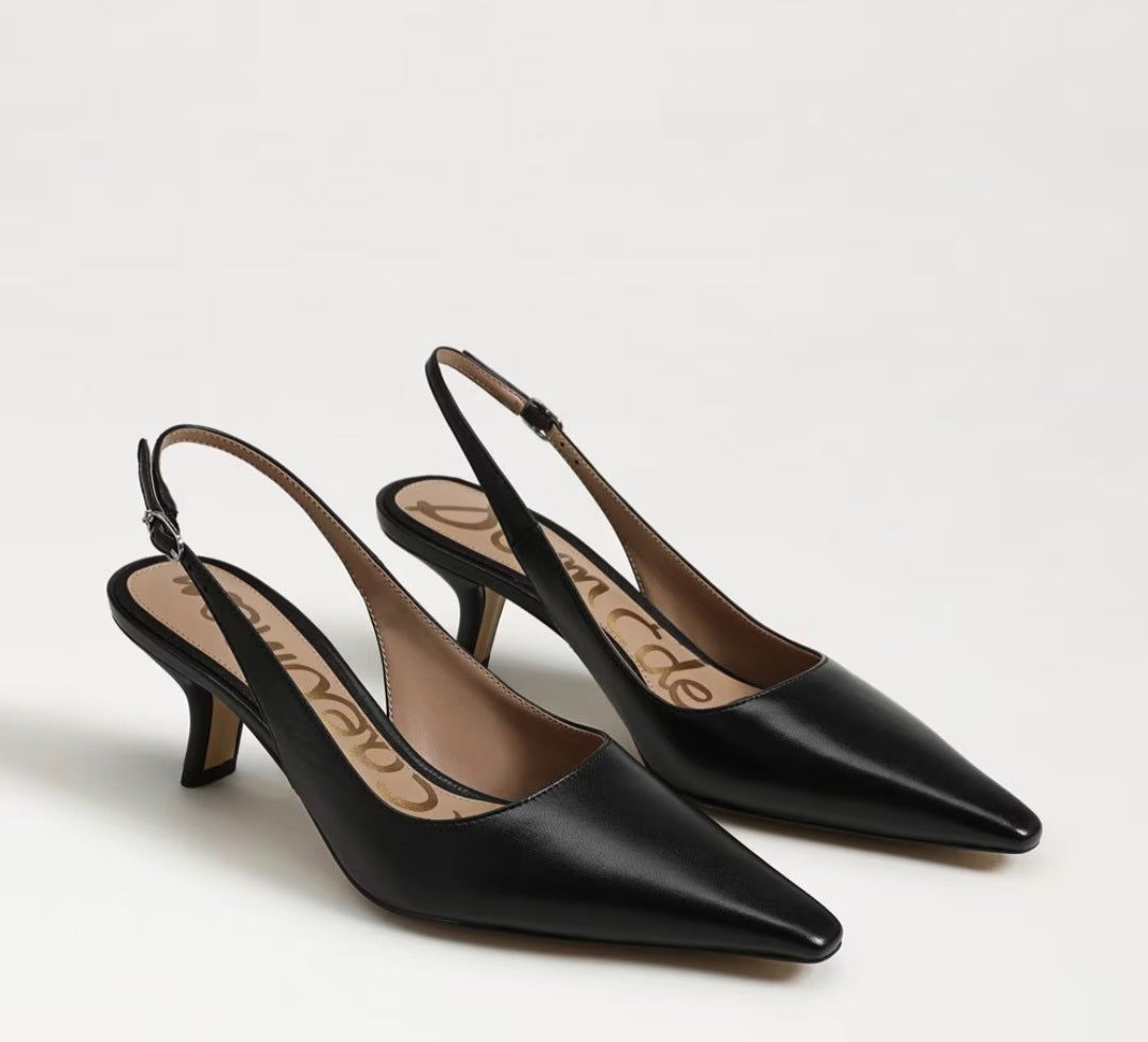 SAM EDELMAN Bianka Slingback Pump In Black Leather