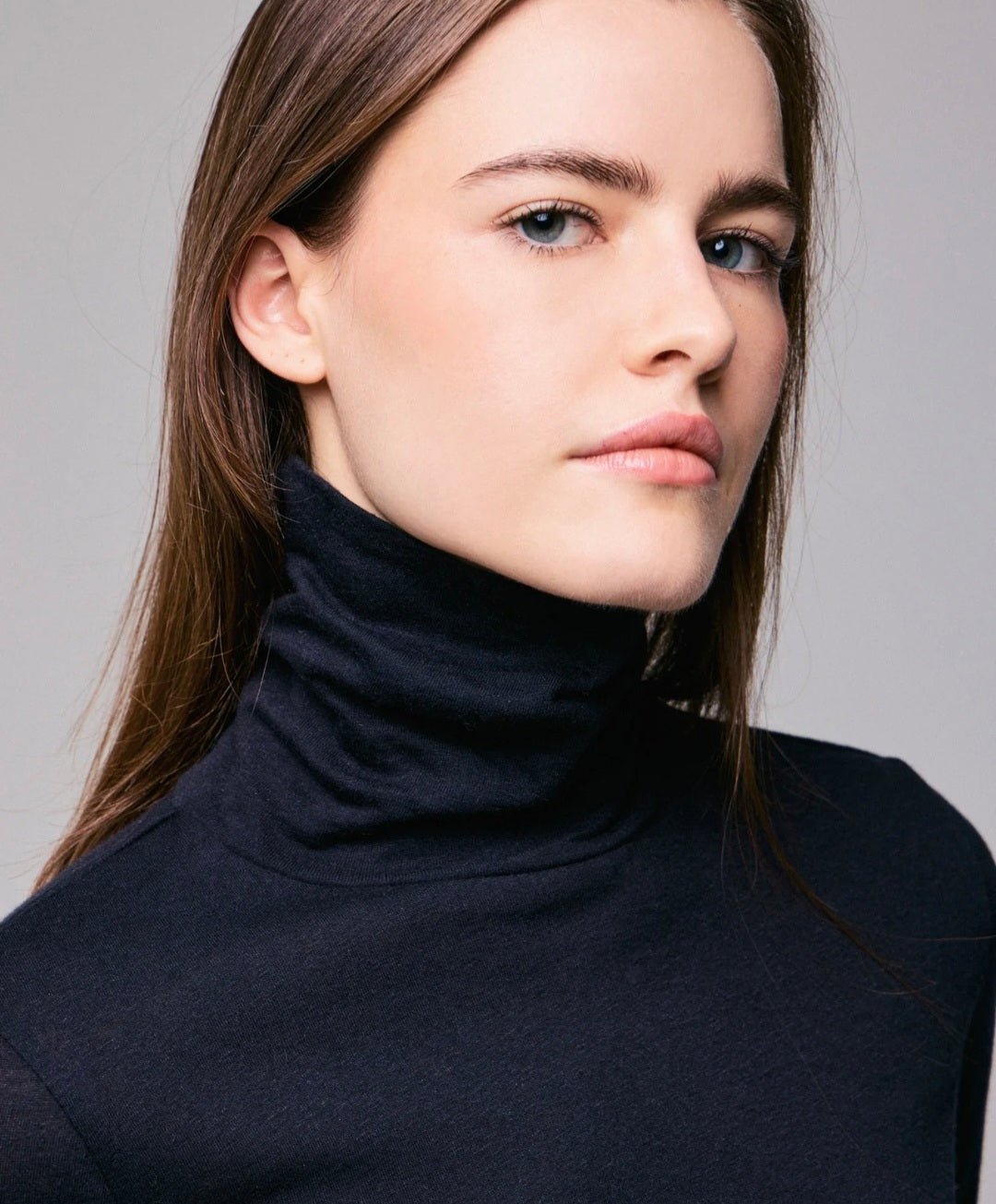 MAJESTIC FILATURES High Neck Sheer Long Sleeve Top Black