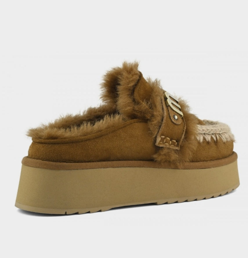 MOU Platform clog with strap logo Congac