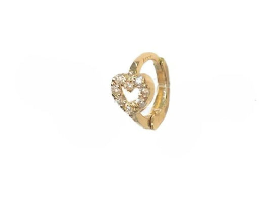 14K Yellow Gold Mini Heart Helix / Earring Hoop