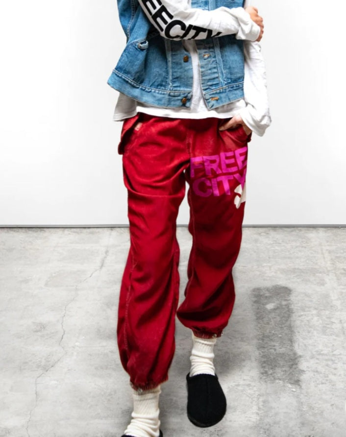 FREECITY FLAP/SNAP FREECITYLARGE MATTE/SATIN AIRJUMP PANT - red plant