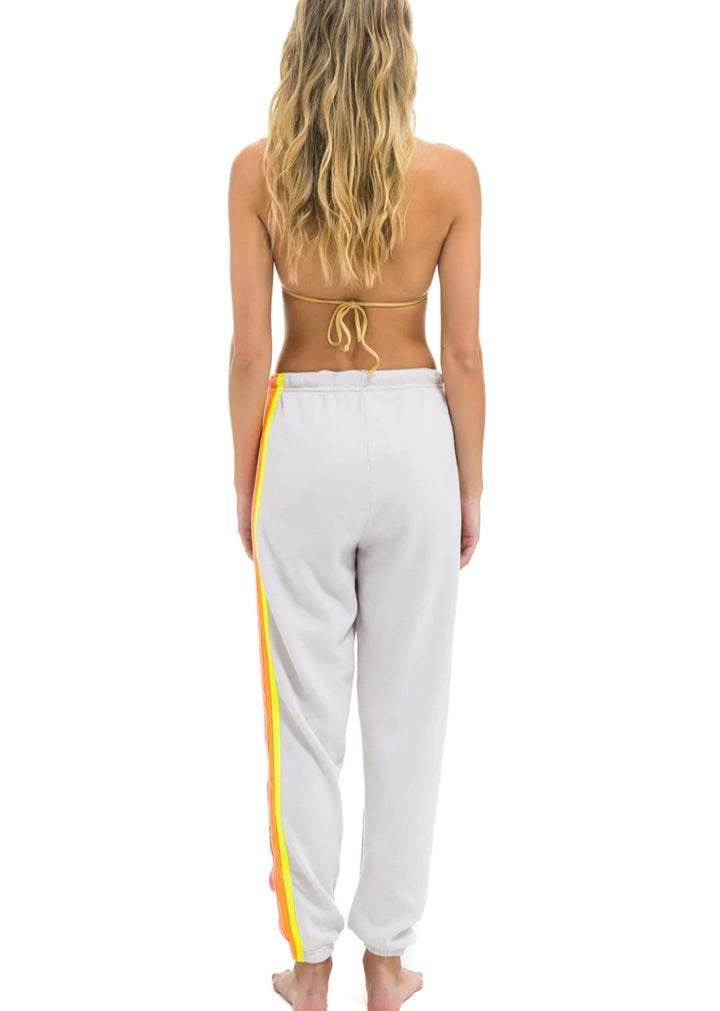 AVIATOR NATION 5 STRIPE SWEATPANTS - DOVE // NEON