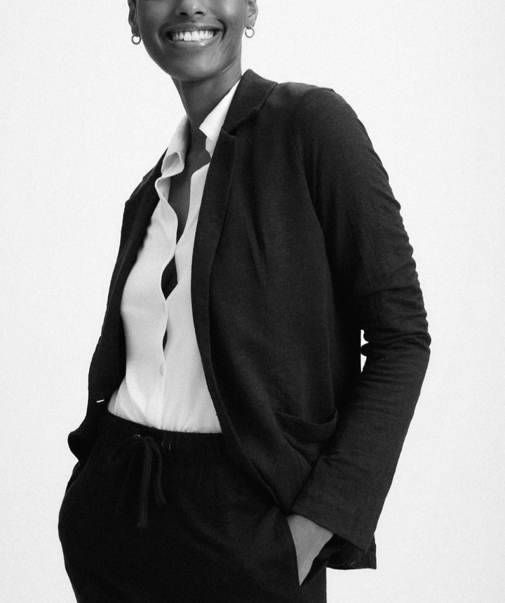 MAJESTIC FILATURES Linen Blazer Noir