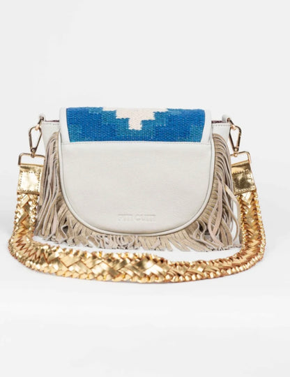 PITI CUITI SOHO SHOULDER BAG Cream/ Blues Embroidery