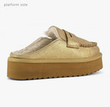 COLORS OF CALIFORNIA Metal Suede Laufer Platform In Tan