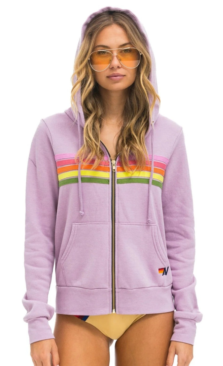 AVIATOR NATION 5 STRIPE HOODIE- MAUVE