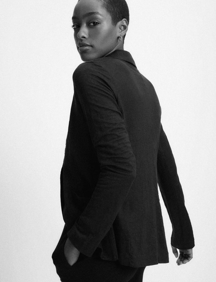 MAJESTIC FILATURES Linen Blazer Noir