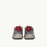 AUTRY MEDALIST LOW SUPER VINTAGE SNEAKERS IN SILVER AND RED SUEDE