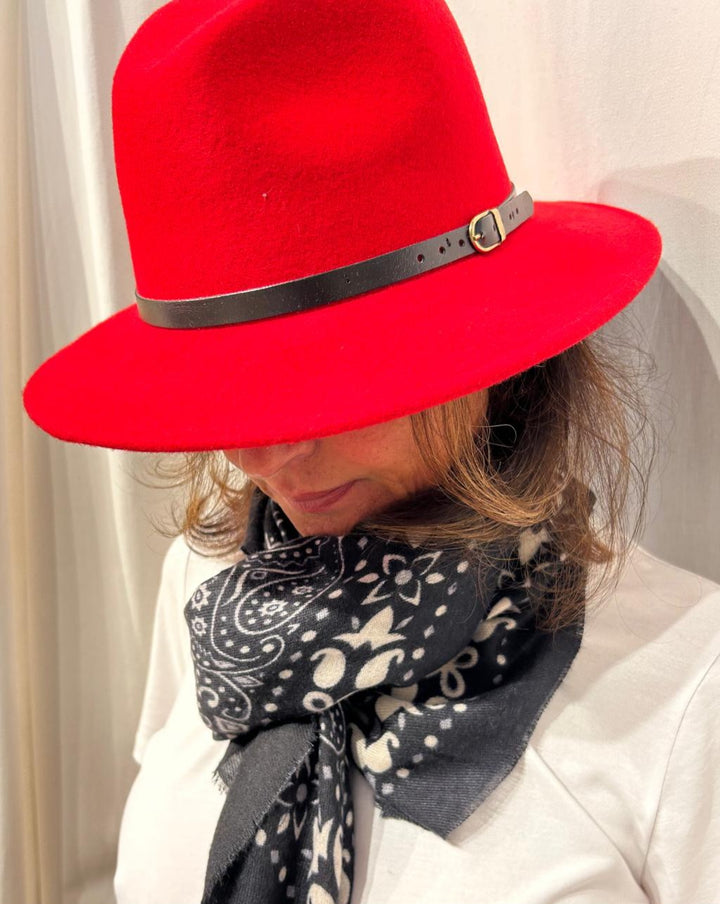 Parisian Fedora Hat Fire Red
