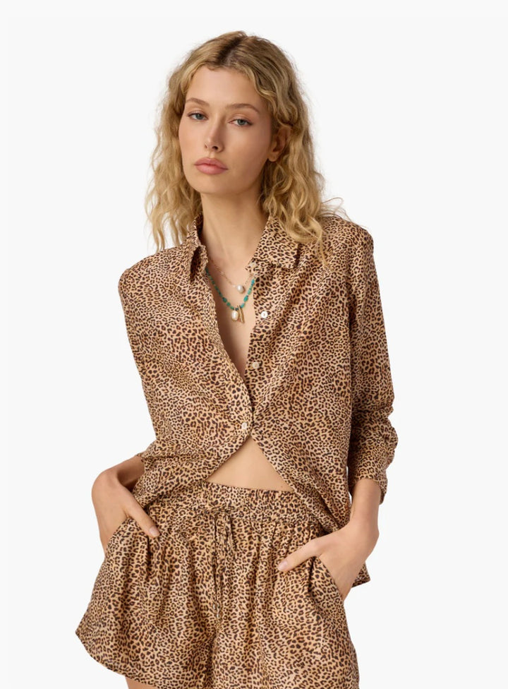 CAMI NYC Rafella Silk Cotton Top Leo