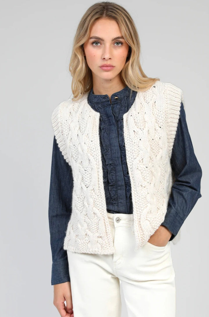 ANGE CARDIGAN SANS MANCHE LAJOIA ecru