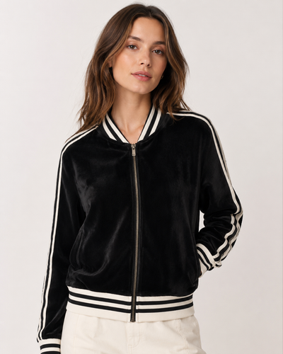 MAJESTIC FILATURES Velvet Track Jacket Black