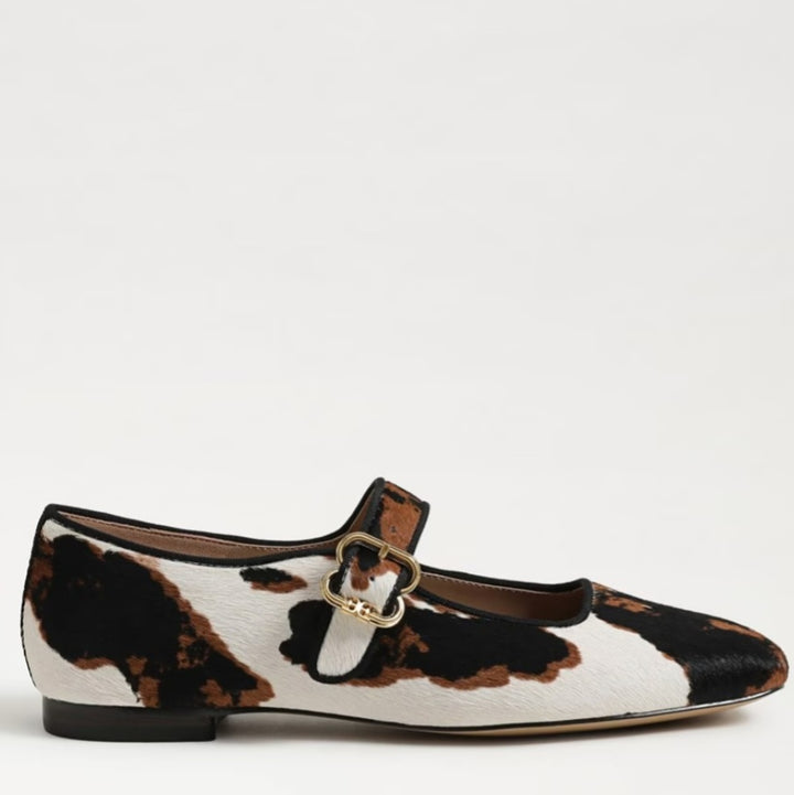 SAM EDELMAN Michaela Mary Jane Flat Cow Print Calf Hair