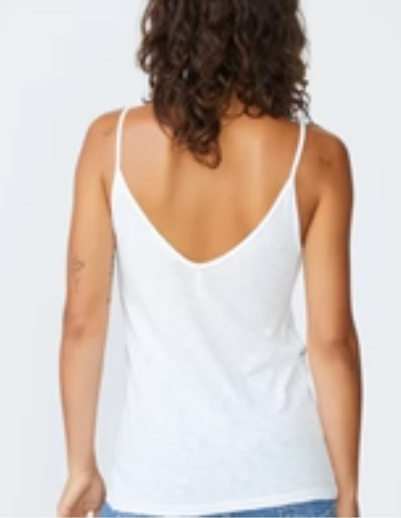 STATESIDE Supima Slub Jersey V-Neck Cami in White