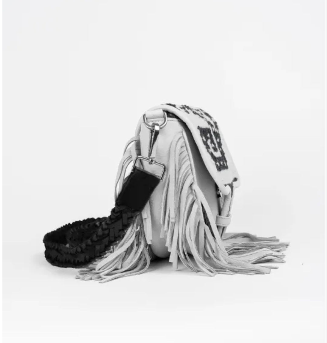 PITI CUITI SOHO SHOULDER BAG Black/ Cream Embroidery