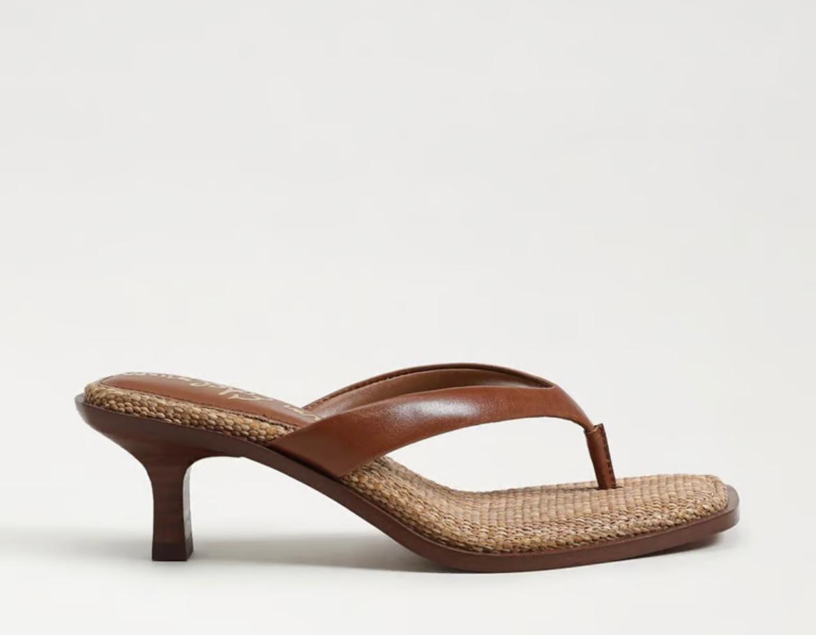 SAM EDELMAN Dollie Thong Sandal Rich Cognac Leather