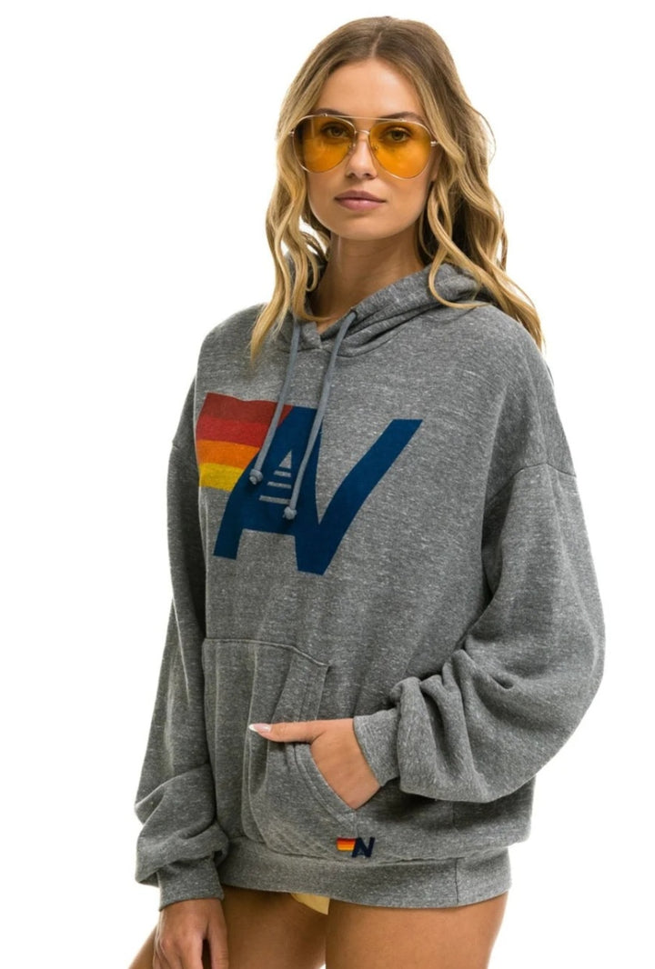 AVIATOR NATION LOGO PULLOVER RELAXED HOODIE - HEATHER GREY