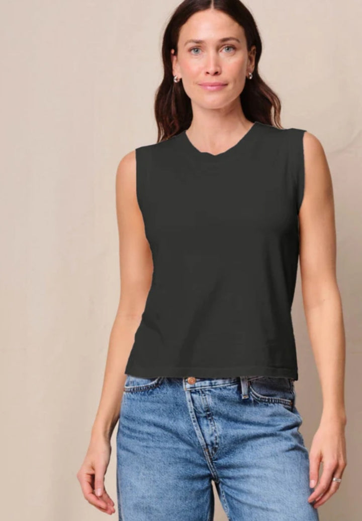 STATESIDE Cloud Jersey Muscle Tank in Black