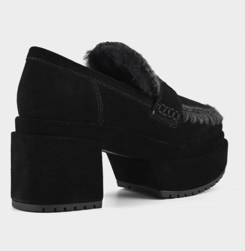 MOU Platform loafer suede colour Black