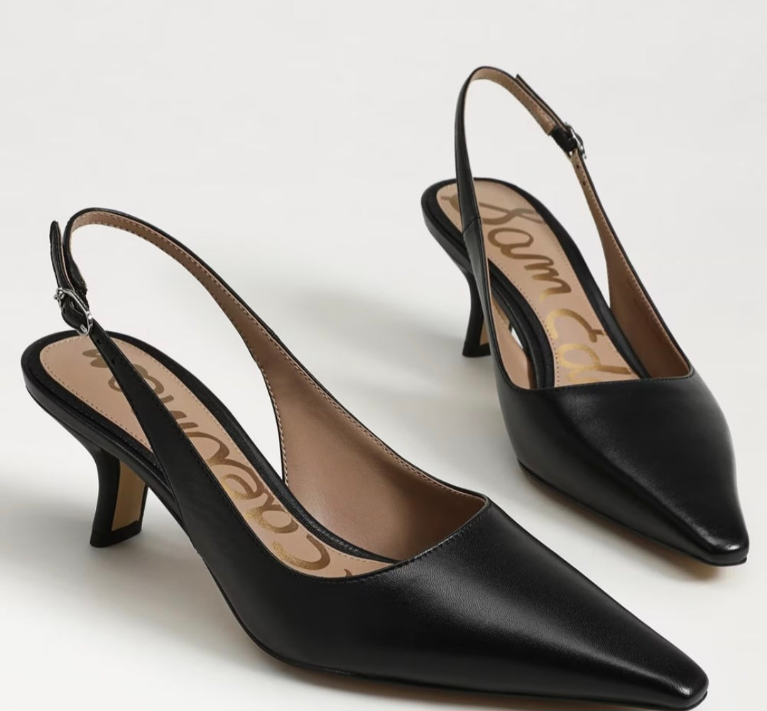 SAM EDELMAN Bianka Slingback Pump In Black Leather